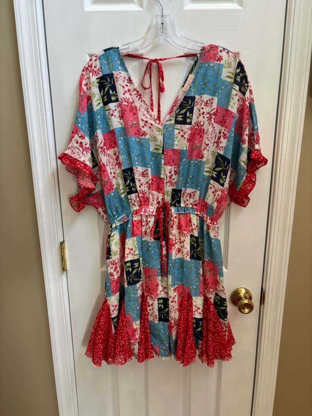 Hailey & Co Patchwork Print Tie-Back Summer Dress, Size L, Great Cond/SEE NOTES